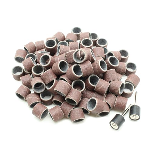 TEMO 100p 1/2" Grit 120 Medium Sand Drum w 2 Mandrel for Dremel Rotary Tool - size: 1/2" #120