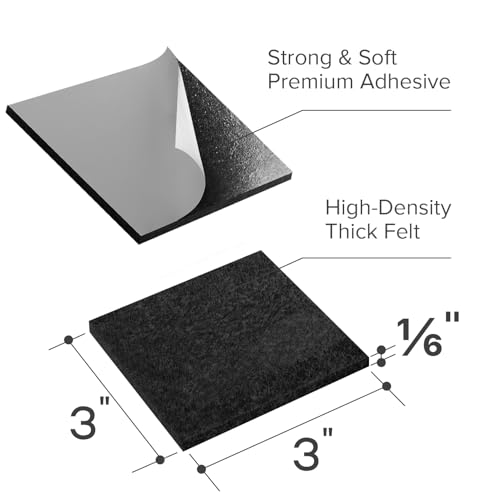X-PROTECTOR Felt Furniture Pads - 12 PCS 3" - Felt Pads Floor Protectors - size: 3" 12 Black, Square