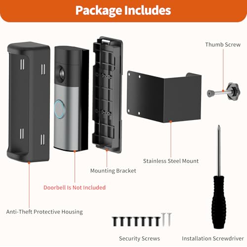 No-Drill R-ing Doorbell Mount with Rain Cover, Anti-Theft Door Bracket Compatible with Ring/Other Battery Doorbell/Plus/Pro(2026 Newest Model),Quick Install Doorbell Camera Holder for Rental Apartment - style: 2026 battery doorbell 2nd