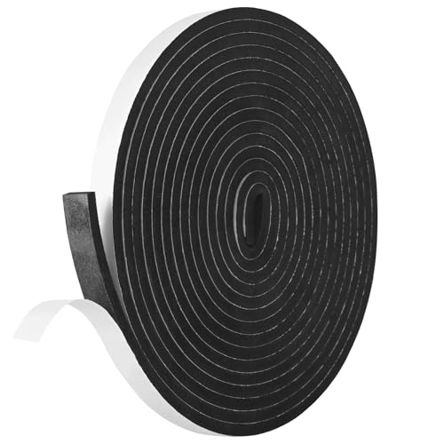 Kikerike Self Adhesive Foam Tape Weatherstrip 1/2In x 1/4In x 16.5Ft High Density Foam Insulation Strips Seal Weather Stripping with Strong Adhesive for Door and Window Sound Isolation Soundproofing - size: 1/2in x 1/4in x 16.5Ft