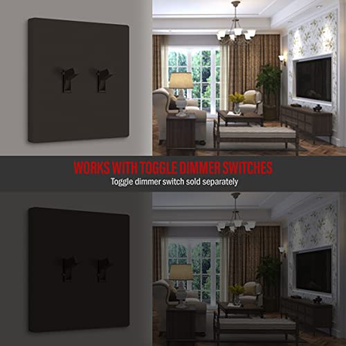 ENERLITES Screwless Double Toggle Light Switch Wall Plate Cover, Brown - color: Brown, size: Screwless