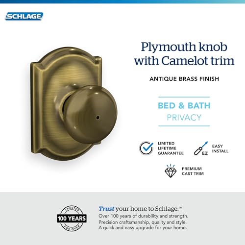 Schlage F40 PLY 609 CAM, Camelot, Antique Brass - color: Antique Brass, size: Camelot