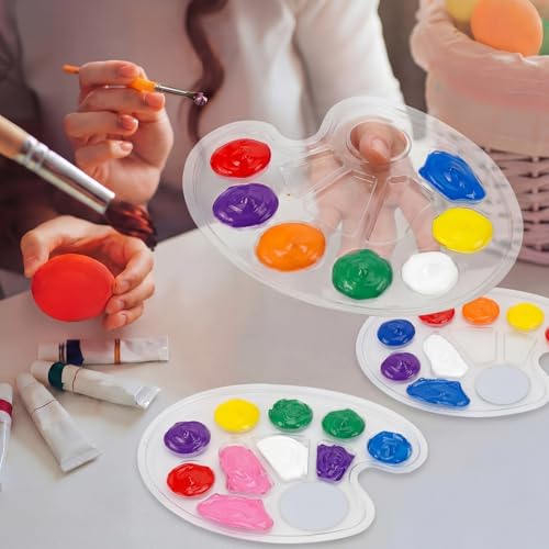 100 Pcs Large Clear Oval Paint Tray Palette Disposable Watercolor Palette Acrylic Paint Pallet Color Mixing Tray for Painting Party Oil Watercolor Craft Supplies DIY Art Painting Plastic - style: Oval