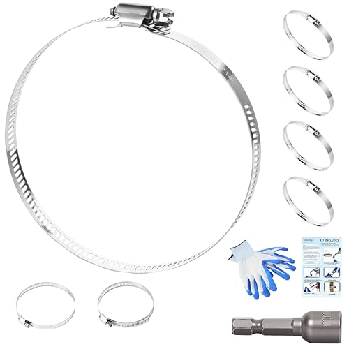 4-1/2 Inches Hose clamps, 304 Stainless Steel Worm Gear Hose Clamps,10 Pcs Fuel Line Pipe Clamps - size: 3.5 in - Φ91~114 mm