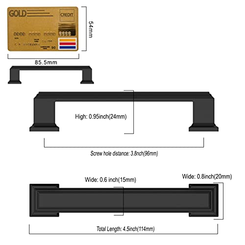 Amerdeco 10 Pack Matte Black Cabinet Pulls 3-3/4 Inch(96mm) Hole Center Cabinet Hardware Kitchen Cabinet Handles for Bathroom Drawer Pulls Dresser Pulls ZH0001 | Cabient Hardware Kitchen Cabinet Handles for Bathroom Drawer Pulls Dresser Pulls ZH0001 - col