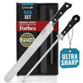 Cutluxe BBQ Carving Set, 12" Brisket Knife & 10" Honing Rod for Meat - size: 2 Pcs Brisket Knife Set