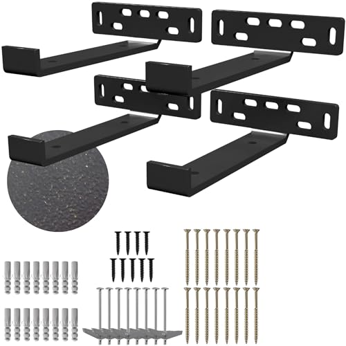 4 x J Shelf Brackets with Lip (7.25"L x 5"W x 1 1/4"H) Heavy Duty Floating Shelves Bracket - High-Quality Floating Shelves Hardware with Robust Shelf Bracket for Secure Wall Mounting-ANTIQUE - color: Antique, size: 7.25 inch - J Shape