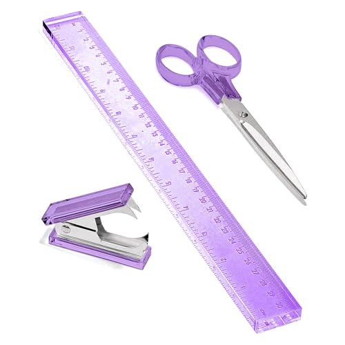 OfficeGoods 3-Piece Acrylic Desk Set, Purple with Silver Metal - color: Purple