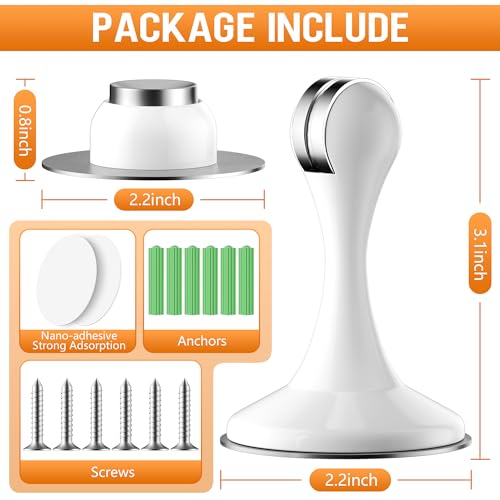 Magnetic Door Stoppers, 4 Pack Stainless Steel Magnetic Door Stops - color: White, size: 4 Pack