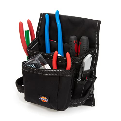 Dickies 8-Pocket Canvas Tool and Utility Pouch for Work Belts, Fastener Pocket, Hammer Loops, 2-inch Belt Loop, Black - color: Black