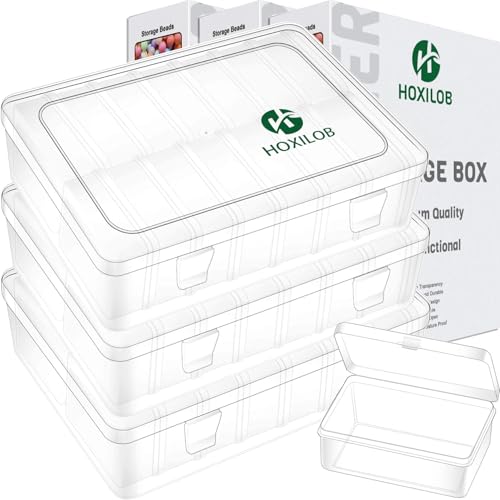 45 Pieces Bead Organizer Boxes, Medium Clear Plastic Storage Container with Labels, Large Craft Case Ideal for Big Beads Jewelry Making Supplies DIY Bracelets Screws Seeds Mini Tools and Small Parts - size: 3 Pack 45 Pcs 3.1" x 2.2" x 1.2"