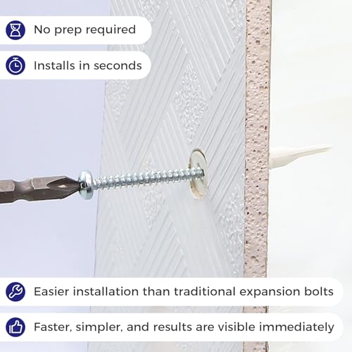 8# 70PCs Self Drilling Drywall Anchors Kit - 75LBs Heavy Duty Plastic Drywall Hangers with 35 Self-Tapping Screws - Mounting Hardware for Sheetrock Anchors
