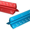 Rena Chris 2PCS Architectural Scale Ruler: 12" Imperial Aluminum Alloy Metal Architecture Measuring Tools, Engineering Drafting Construction Drawing Blueprints Triangular Architect Scaling Rulers - color: Red+Blue