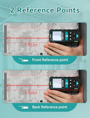 Laser Measure,RockSeed Digital Laser Distance Meter with 2 Bubble Levels,Portable M/in/Ft Unit Switching Backlit LCD and Measuring Distance/Area/Volume/Pythagorean - color: blue