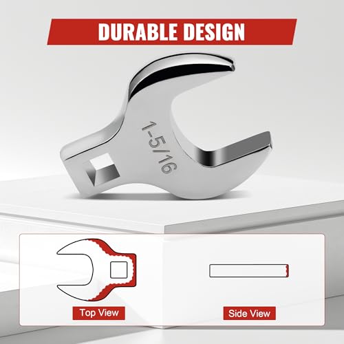 1/2'' Full Polish Drive Jumbo Crowfoot Wrench, Open End Wrench, SAE, 1-5/16'', CR-V Steel, Tools for Mechanics Maintenance or Repairs, Access Fasteners in Tight Spaces Work Hard-To-Reach Areas - size: SAE-1-5/16''