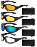 4 Pair Motorcycle Glasses Riding Glasses UV Protection Windproof And Dustproof Motorcycle Foam Cushion Goggles - color: Blue + Yellow + Clear + Brown