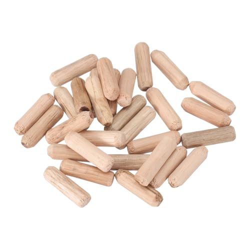 uxcell Wooden Dowel Pins 30pcs 6x20mm(0.23"x0.78") Fluted Beveled Ends Wood Dowel Pegs Dried Hardwood for Woodworking Furniture Shelf - size: 6x20mm(0.23"x0.78")