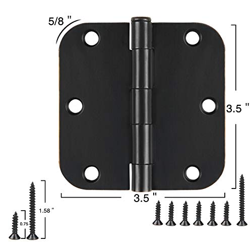18 Pack Matte Black Door Hinges 3.5" Rounded 5/8" Radius No-Squeak - color: Matte Black No Squeak, size: 18 Pack