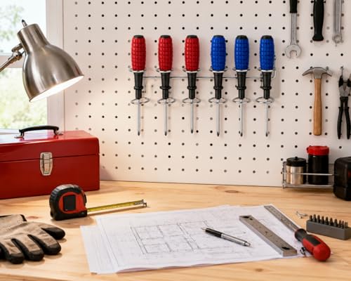 4 Pcs Screwdriver Organizer, Pegboard Tool Holder, Silver