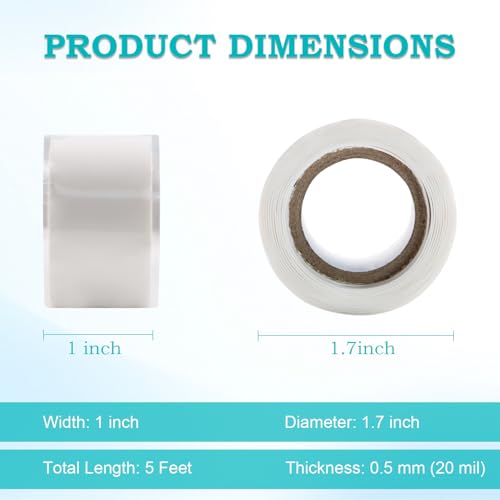 Self Fusing Silicone Tape 2 Rolls 1 in x 5' White Waterproof Rubber Leak Proof Sealing Rubber Self-amalgamating Tape for Emergency Hot and Cold Water Pipe Repairs and Tool Fixation - size: 2 Rolls - 5 ft - White - 20 mil Thickness