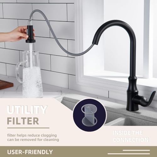 Angle Simple Kitchen Faucet Head Matte Black, NSF/ANSI/CAN 61 & 372 Tested - color: Matte Black