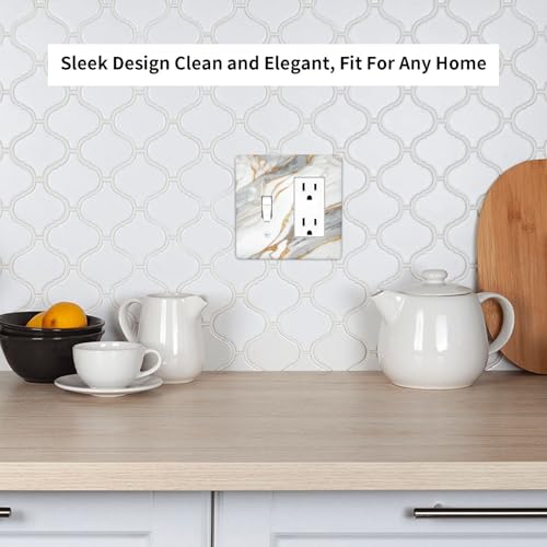 White Gray Gold Marble Light Switch Cover Decorative Wall Plate - color: 2 Gang 1 Toggle 1 Rocker Comb