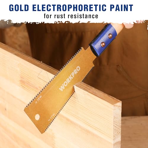 WORKPRO 6'' Japanese Hand Saw, Double-Edged Pull Saw with 14&17 TPI - size: 6'' - Wide Head