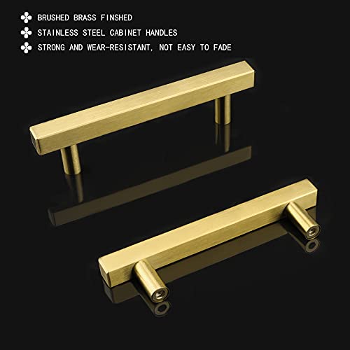 Goldenwarm 10 Pack 3-1/2 Inch Gold Cabinet Handles Brass Kitchen Pulls - color: Gold, size: 3-1/2 Inch Hole Center