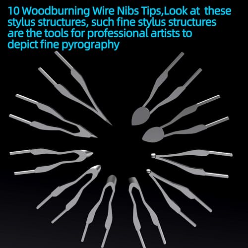 FIRElood Wood Burning Kit,Wood Burning Tips Wood Burner tip,Burning Tool Wood Burning High impedance Nickel-Chromium Wire Pen tip Wood Burning Tool Pen tip nibs for Writing Instruments Pen nibs