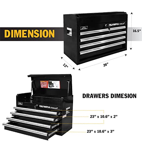 Olympia Tools 26-Inch 4-Drawer Portable Tool Chest Organizer Box, Black - size: 26-Inch Portable