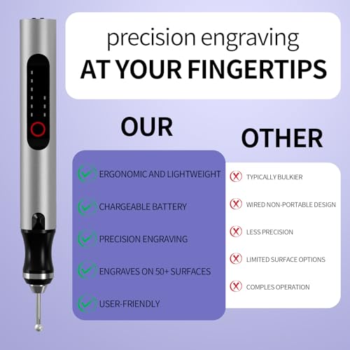 Wireless Engraving Pen Kit - Precision Tool for Artists & DIY | Engrave Jade, Wood, Metal, Polish Phone Chips | Smooth & Powerful with,engraver wood carving tool engraving machine！ (Silver + Black) - color: Silver