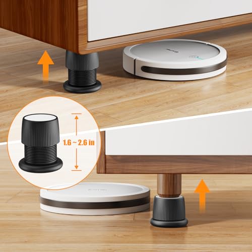 Adjustable Furniture Bed Risers 1.6-2.6 inch Durable Anti Slip-Black 4 Pcs - color: Black - 4 Pcs