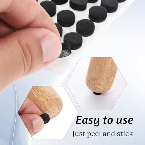 312Pcs Small Felt Pads for Coasters Bottom Dots 3/8" Felt Cabinet Door Bumpers Cushion Dots Adhesive Felts Furniture Pads Round Furniture Feet Floor Protectors for Chair Legs Hardwood Floors, Black