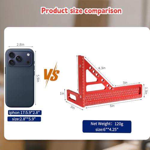 3D Multi-Angle Measuring Ruler,Extended Upgrade Version 22.5°-90°Woodworking Metal Layout,Marking,Aluminum Alloy Square Tools with Angle Pin for DIY,Engineer,Carpenter,Construction