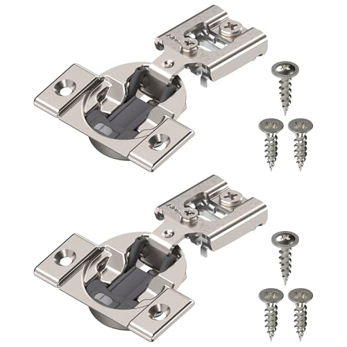 Blum Compact BLUMOTION Hinge (1 Kit), 1/2" Overlay, 105° Opening Angle, Steel, Integrated Soft-Close Hinges for Face Frame Cabinets - size: Pack of 1, style: With Screws