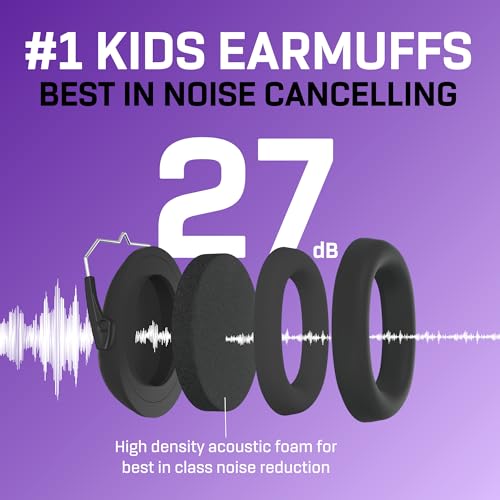 Kids Noise Canceling Headphones - 33 dB (2K Hz) - Ear Protection Earmuffs | Vanderfields' earmuffs protect child's hearing with certified noise-cancellation, soft ear cushions, and adjustable headband - color: Black