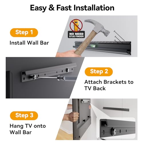 No Stud TV Wall Mount for 12-55 inch TVs, No Drill TV Mount - size: Fits 12-55 Inch TVs up to 100 lbs