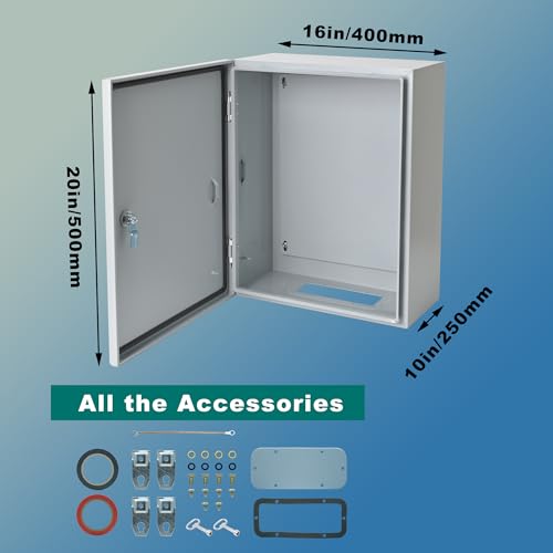 Generic Waterproof Electrical Enclosure 20 x 16 x 10'', Outdoor Electrical Box Weatherproof, Electrical Junction Box with Reinforced Lock, Gray, JYX504025 - size: 20 x 16 x 10''
