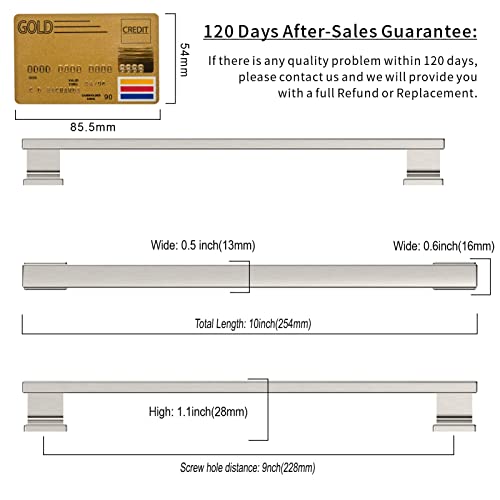 Amerdeco 10 Pack Brushed Satin Nickel Cabinet Pulls 9" - color: Brushed Satin Nickel, size: 9" hole center