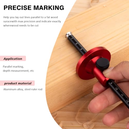 Euro Wheel Marking Gauge for Woodworking,Aluminum Alloy Wood Measuring Tools with Graduated Inch & MM Scale Precision Wood Scribing Marking Tool for Carpentry