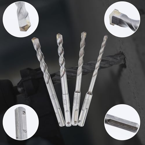 Rotary Hammer Bit Set with SDS Plus Shank,Carbide Tip,6+8+10+12mm - 4pcs