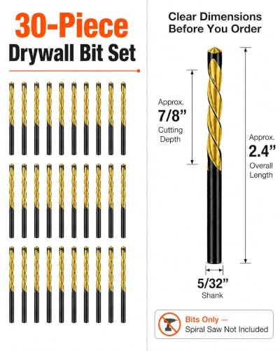 30 Pack 5/32" Drywall Router Bits Replacement- M2 HSS Cutout Tool