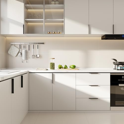 Rergy 10 Pack 3" Cabinet Pulls Black Finger Pulls for Cabinets - color: Black, size: Hole Center: 3in(76mm)