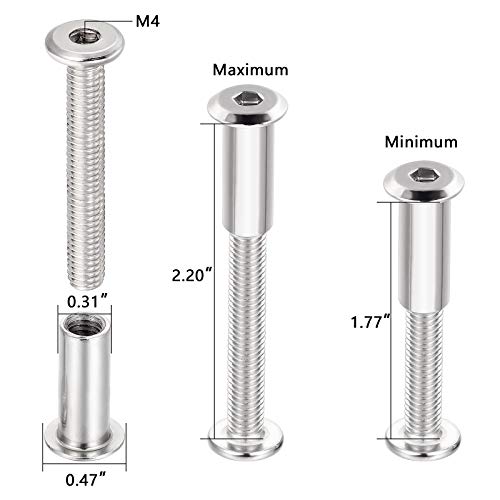 40 Sets Silver Furniture Connector Bolts M6x40mm Binding Screws for Wood - color: M6x40mm-D