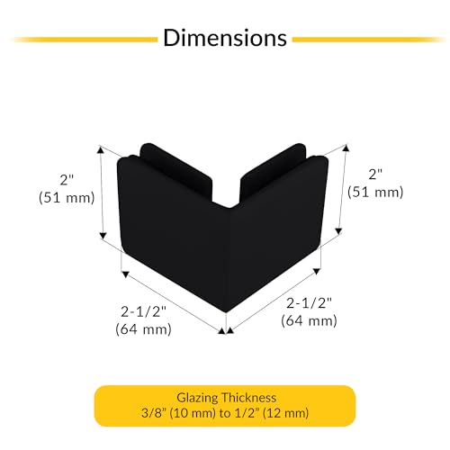 Brixwell Beveled Style 90 Degree Glass To Glass Clamp Brass, Matte Black - color: Matte Black