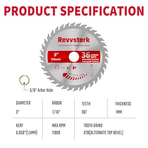 3 Pcs 3 in 36T Circular Saw Blade for Wood, Plastic, PCV, Acrylic - size: 3 In 36T(3PCS)