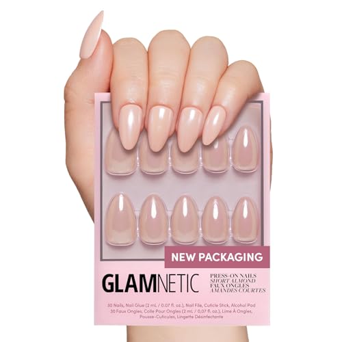Glamnetic Press On Nails - Short Almond, Glazed Fake Nails 30 Pc Full Kit - color: 3S - Los Angeles