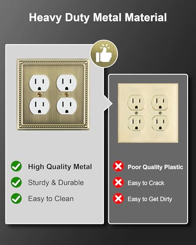 2-Pack Double Duplex Outlet Cover, Antique Brass - size: Double Duplex 2PK
