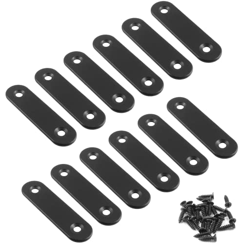 Jiozermi 12 Pcs Straight Brace, 2.4" x 0.6", Stainless Steel - size: Black, 2.4” x 0.6”, 12 Pcs