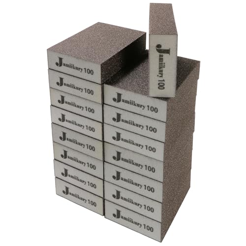 16Pcs 100 Grit Sanding Blocks, Jamiikury Medium Sanding Sponge Washable and Reusable, Wet Dry Sandpaper Sponge for Wood Metal FurniturePaint and Drywall - size: 100 Grits